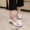 Round Toe Chunky Heels Butterfly Knot 
French Maid Mary Janes Pumps - White