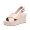 Peep Toe Platforms Back Buckle Straps Summer Wedges Sandals - Apricot