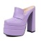 Round Toe Chunky Heels Platforms Matte Loafers Shaped Sandals - Purple