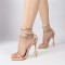 Square Open Toe  Jelly Heart Heels Bling Chain Rhinestones Gladiator Sandals - Apricot Flock
