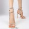 Square Open Toe  Jelly Heart Heels Bling Chain Rhinestones Gladiator Sandals - Apricot Flock