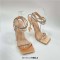 Square Open Toe  Jelly Heart Heels Bling Chain Rhinestones Gladiator Sandals - Apricot Flock