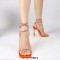 Square Open Toe  Jelly Heart Heels Bling Chain Rhinestones Gladiator Sandals - Orange Flock