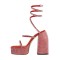 Square Open Toe Chunky Heels Ankle Straps Rhinestones Platforms Summer Party Sandals - Red