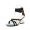 Strange Heels Peep Toe Ankle Straps Sandals with Back Zipper - Black