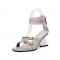 Strange Heels Peep Toe Ankle Straps Sandals with Back Zipper - Purple