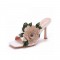 Peep Toe Kitten Heels Floral Decorated Wedding Sandals - White