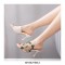Peep Toe Kitten Heels Floral Decorated Wedding Sandals - White