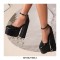 Round Toe Ankle Buckle Straps Chunky Heels Platforms Dorsay Dance Pumps - Black