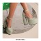 Round Toe Ankle Buckle Straps Chunky Heels Platforms Dorsay Dance Pumps - Green