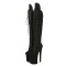 Peep Toe Stiletto Heels Lace Up Platforms Thigh Highs Boots - Black Suede