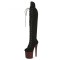 Peep Toe Stiletto Heels Lace Up Platforms Thigh Highs Boots - Black Brown Suede