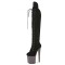 Peep Toe Stiletto Heels Lace Up Platforms Thigh Highs Boots - Black Gray Suede