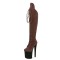 Peep Toe Stiletto Heels Lace Up Platforms Thigh Highs Boots - Brown Black Suede