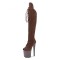 Peep Toe Stiletto Heels Lace Up Platforms Thigh Highs Boots - Brown Gray Suede