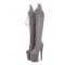 Peep Toe Stiletto Heels Lace Up Platforms Thigh Highs Boots - Gray  Suede