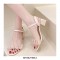 Square Chunky Heels Peep Toe Ankle Straps Sandals - Beige