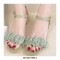 Square Chunky Heels Peep Toe Ankle Straps Sandals - Green