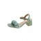 Square Chunky Heels Peep Toe Ankle Straps Sandals - Green