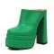 Round Toe Chunky Heels Platforms Matte Sandals - Green