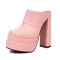 Round Toe Chunky Heels Platforms Matte Sandals - Pink