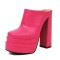 Round Toe Chunky Heels Platforms Matte Sandals - Rose