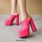 Round Toe Chunky Heels Platforms Matte Sandals - Black