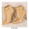 Stiletto Heels Pointed Toe Rivet Decorated Patent Booties with Side Zipper - Apricot