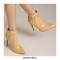 Stiletto Heels Pointed Toe Rivet Decorated Patent Booties with Side Zipper - Apricot