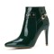 Stiletto Heels Pointed Toe Rivet Decorated Patent Booties with Side Zipper - Green