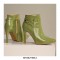 Stiletto Heels Pointed Toe Rivet Decorated Patent Booties with Side Zipper - Light Green - SPECIAL - Size 13