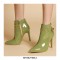 Stiletto Heels Pointed Toe Rivet Decorated Patent Booties with Side Zipper - Light Green - SPECIAL - Size 13