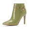 Stiletto Heels Pointed Toe Rivet Decorated Patent Booties with Side Zipper - Light Green - SPECIAL - Size 13
