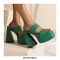 Peep Toe Chunky Heels Slippers Platforms Sandals - Green