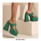 Peep Toe Chunky Heels Slippers Platforms Sandals - Green