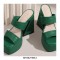 Peep Toe Chunky Heels Slippers Platforms Sandals - Green