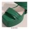 Peep Toe Chunky Heels Slippers Platforms Sandals - Green
