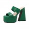 Peep Toe Chunky Heels Slippers Platforms Sandals - Green