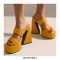 Peep Toe Chunky Heels Slippers Platforms Sandals - Yellow