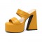Peep Toe Chunky Heels Slippers Platforms Sandals - Yellow