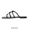 Patent Square Toe Flip Flop Flats Summer Sandals - Black