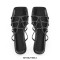 Patent Square Toe Flip Flop Flats Summer Sandals - Black