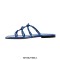 Patent Square Toe Flip Flop Flats Summer Sandals - Blue