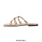 Patent Square Toe Flip Flop Flats Summer Sandals - Gold