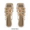Patent Square Toe Flip Flop Flats Summer Sandals - Gold