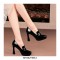 Round Toe Chunky Heels Classic Vintage Pumps - Black