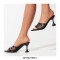 Peep Toe Thin Kitten Heels Mesh Slippers Sandals - Black