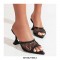 Peep Toe Thin Kitten Heels Mesh Slippers Sandals - Black