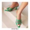 Peep Toe Thin Kitten Heels Mesh Slippers Sandals - Green