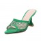 Peep Toe Thin Kitten Heels Mesh Slippers Sandals - Green